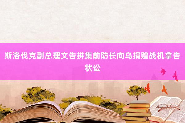 斯洛伐克副总理文告拼集前防长向乌捐赠战机拿告状讼