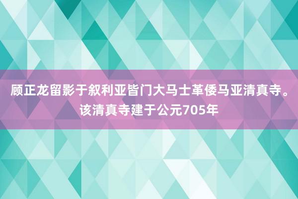 顾正龙留影于叙利亚皆门大马士革倭马亚清真寺。该清真寺建于公元705年