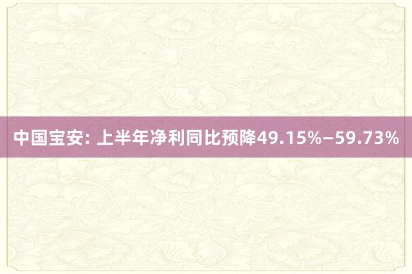 中国宝安: 上半年净利同比预降49.15%—59.73%