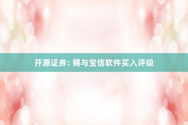 开源证券: 赐与宝信软件买入评级