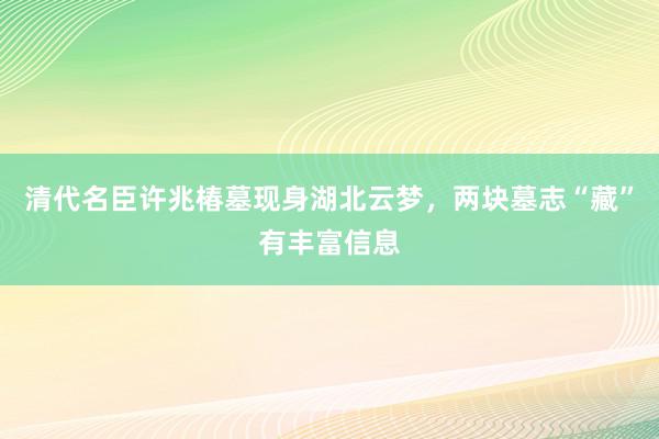 清代名臣许兆椿墓现身湖北云梦，两块墓志“藏”有丰富信息