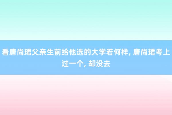 看唐尚珺父亲生前给他选的大学若何样, 唐尚珺考上过一个, 却没去