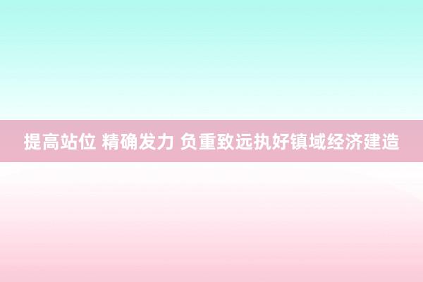 提高站位 精确发力 负重致远执好镇域经济建造