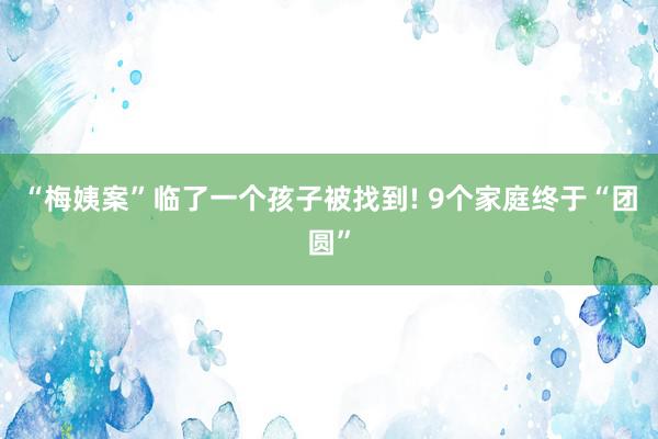 “梅姨案”临了一个孩子被找到! 9个家庭终于“团圆”